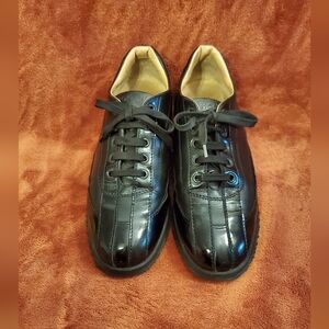 HOGAN BLACK SLIM LEATHER AND PATENT LEATHER SNEAKERS